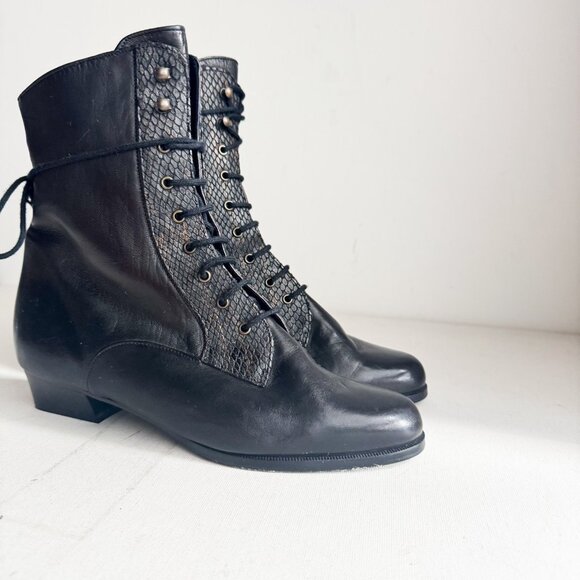 Emmedieci Buttery Soft Black Leather Antique Style Booties w Wool Lining 38.5 - Picture 2 of 8